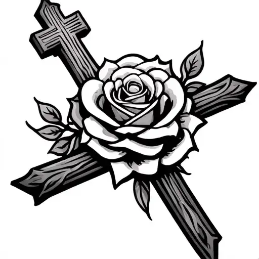 Jesus Rose And Crosses