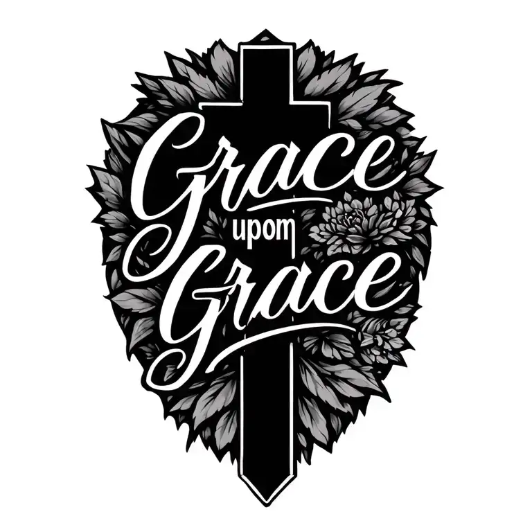 Cross That Says Grace Upon Grace Written Horizontally