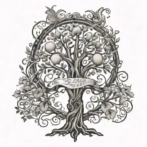A Family Tree Intertwined With Intricate Christian Symbols