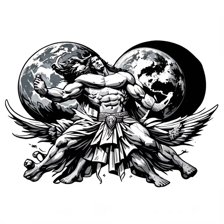 Titan Atlas Bearing The Sky Greek Warrior Holding Earth