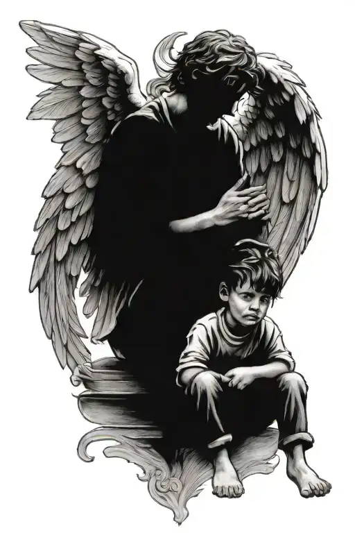 Angel And Son Sitting