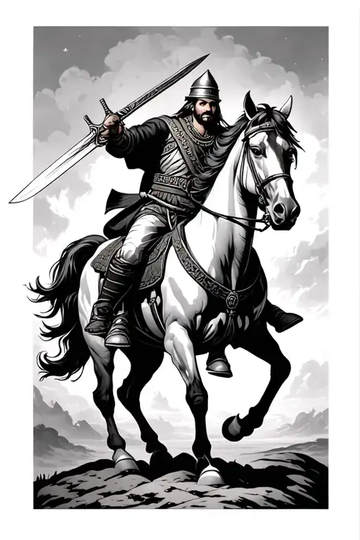 Atilla The Hun On Horseback Wielding The Sword Of Mars