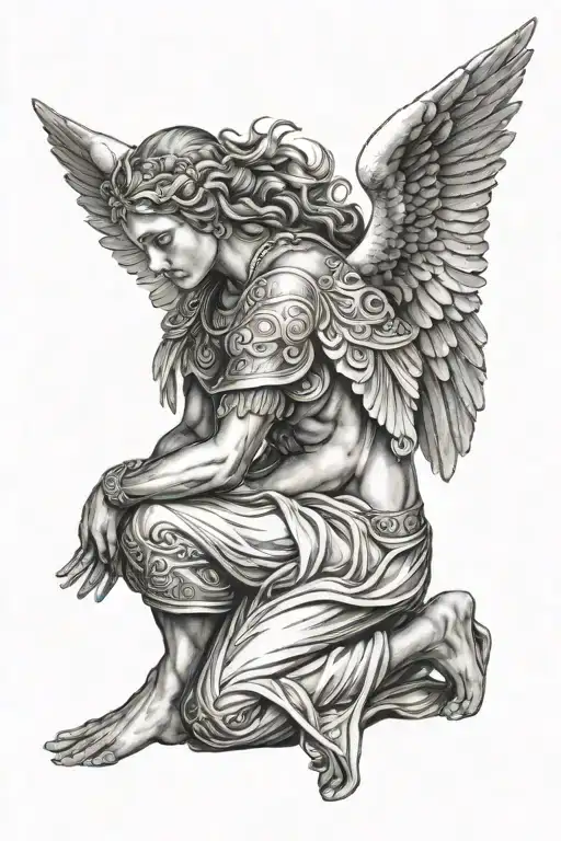 Realistic Kneeling Angel