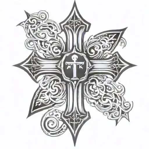 Tamplier Cross Goth Cyber Sigilism Tattoo Design