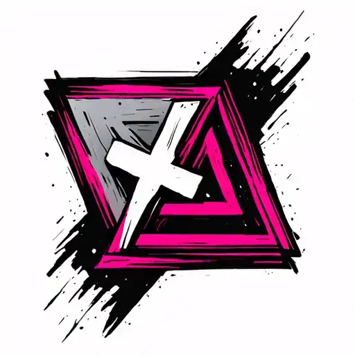 Black Plus Sign And Pink Triangle