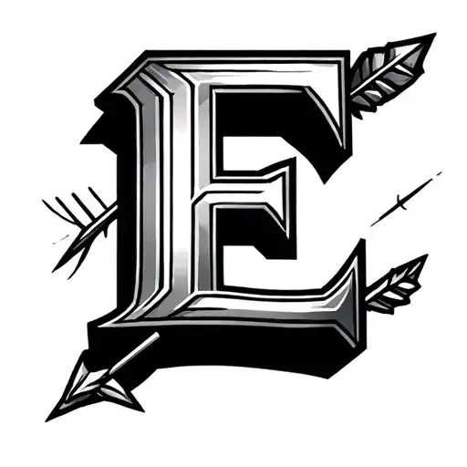 Letter E With An Arrow