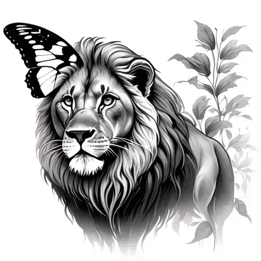 Lion And Butterfly