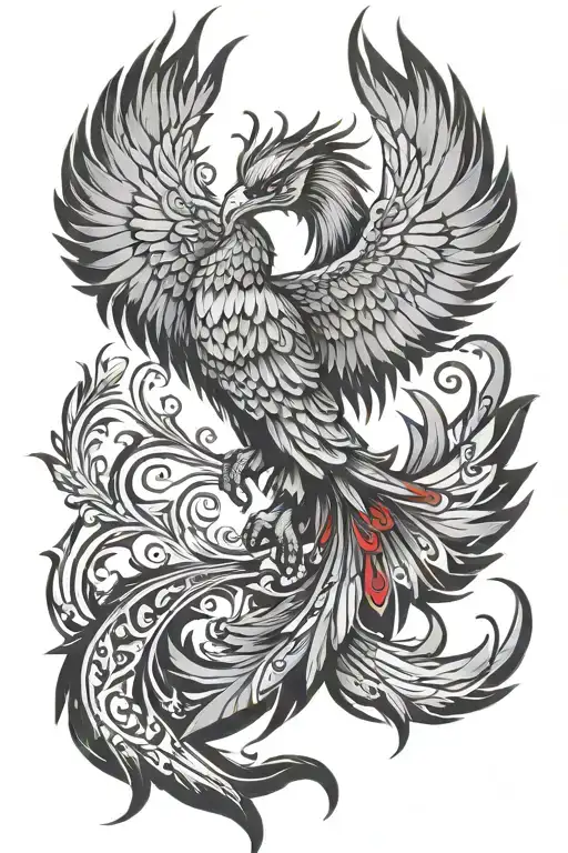 Phoenix With Black And Red Feathers