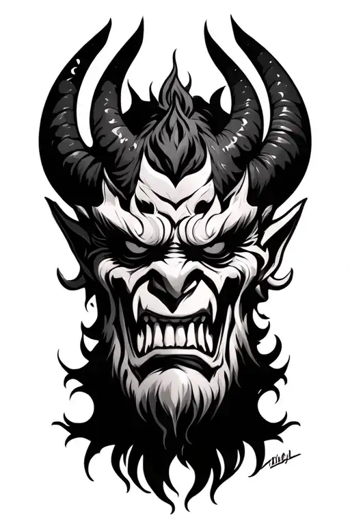 Oni Head With Good And Bad