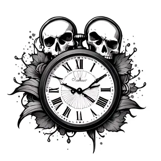 Clock And Skull Adorned