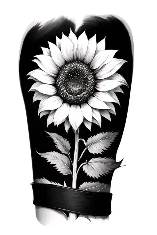 Sunflower With A Black Band Around The Arm