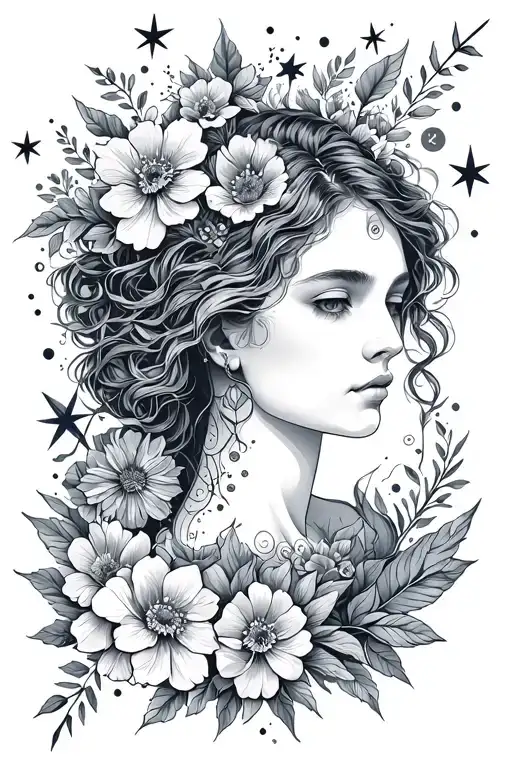 Virgo Sign Astral Stars And Flowers