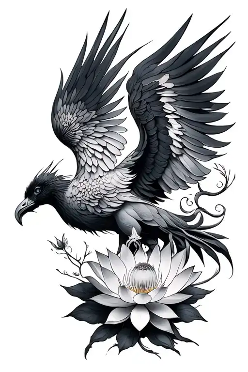 Phoenix Et Lotus Flower