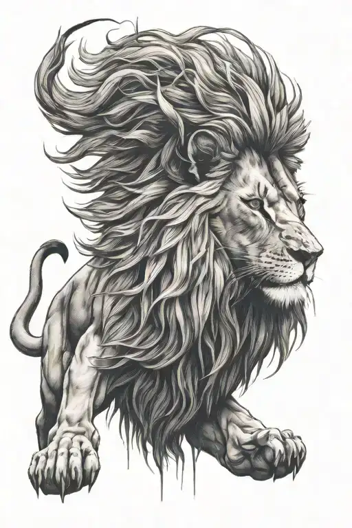 Create A Tattoo Of A Lion Showing Off Its Strength In A Gym Setting