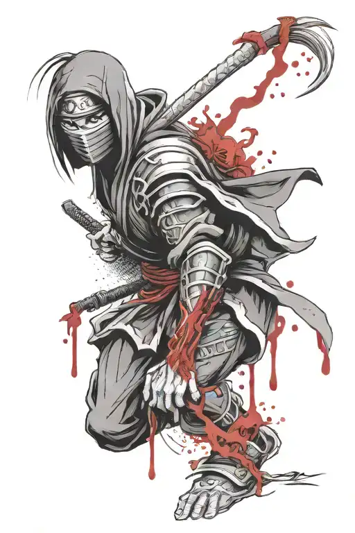 Dark Sakura Ninja With Blood Drippin