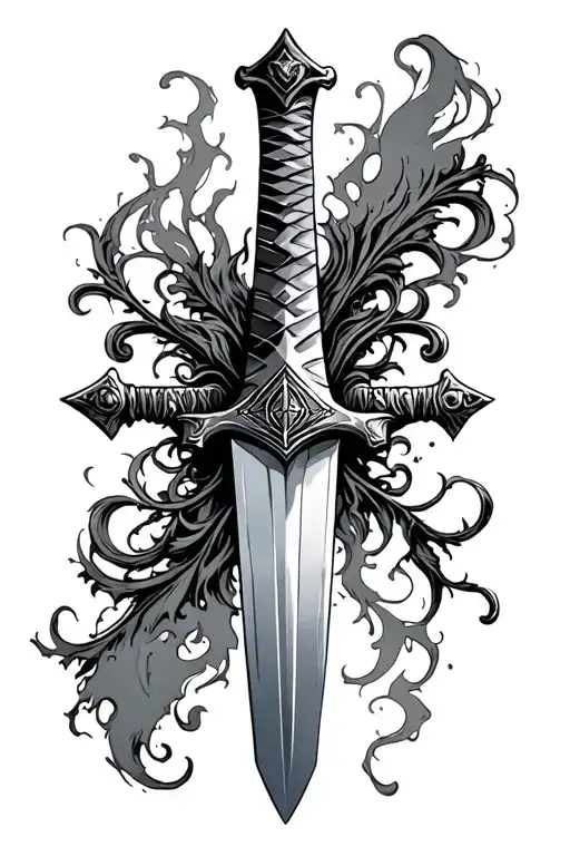 Just One Sword Straight Down No Background And Longer Blade