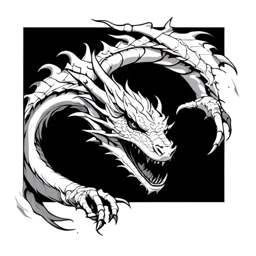 Dragon Clawing In And Out Of And Around Skin Opening