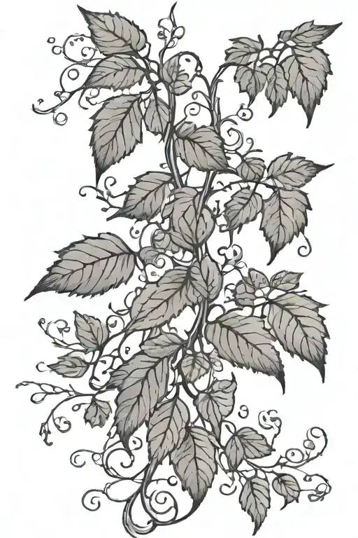 Thin Vine Wrapping Down With Tiny Leaves Growing