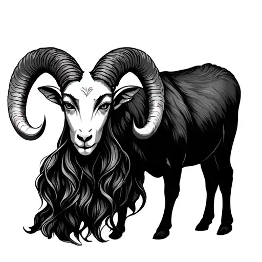 Woman And Ram Black Thin Line