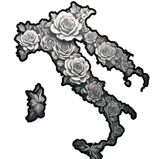 Map Of Italy With Yorkshire Rose