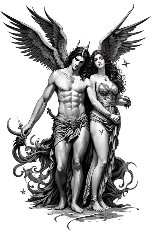 Greek God Dark Side Leg Sleeve With Hades And Woman