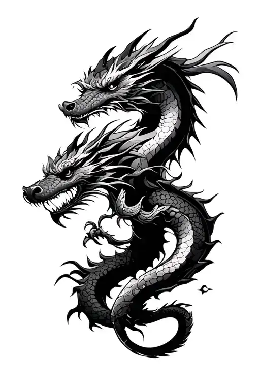 Samurai And Dragon Intertwined