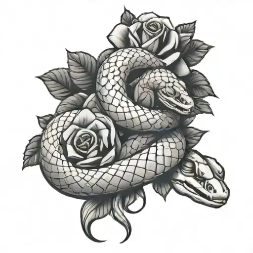 Snake With Rose Around It