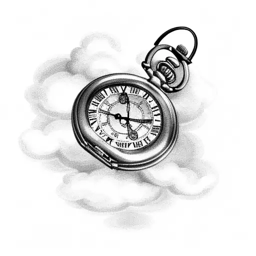 Pocket Watch In A Cloud Background