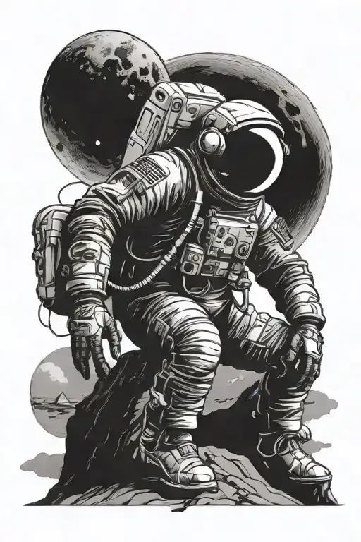 Astronaut Sitting On Planet
