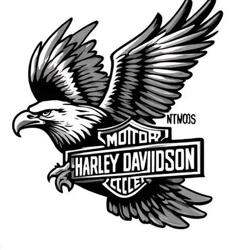 Black And White Harley Davidson Eagle Logo On Elbow