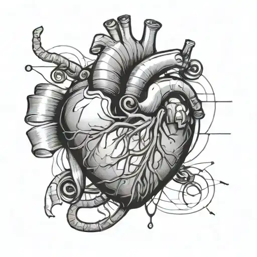 Anatomical Heart With A Bandage And A Heartbeat Monitor Line