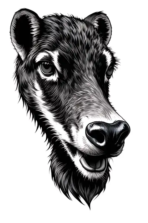 Wildlife Animal Noses In A Vertical Line Drawing