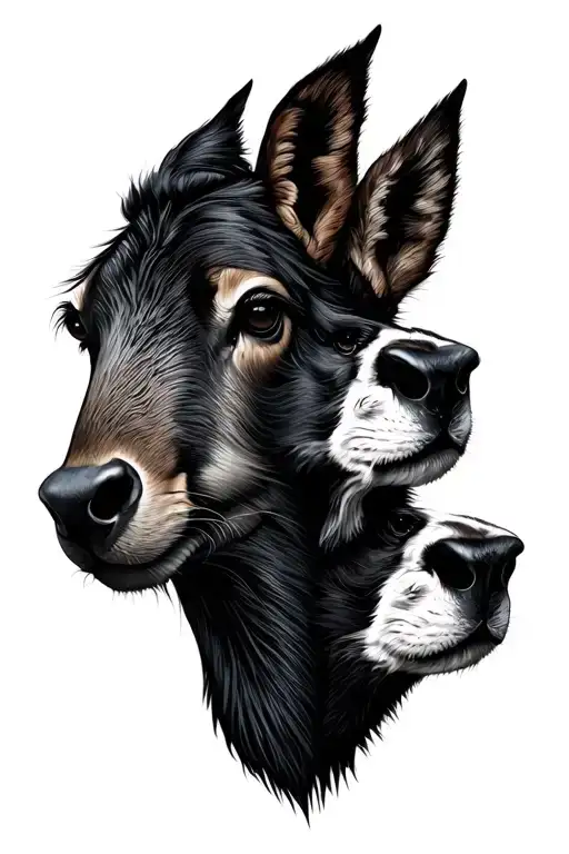 5 Different Wildlife Animal Noses In A Vertical Line Drawing