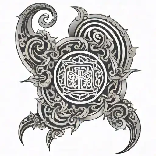 Spiral Pattern Incorporating Buddhist Symbols