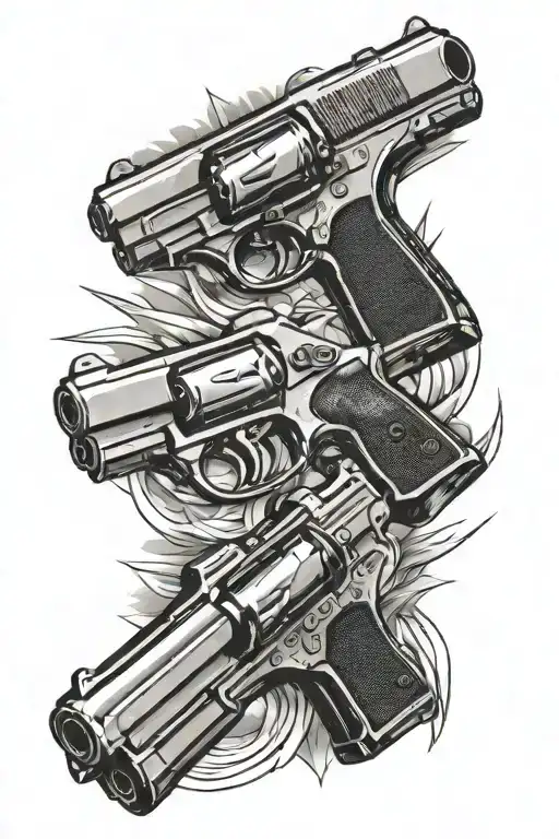 Two Black Pistols Like Hit Man