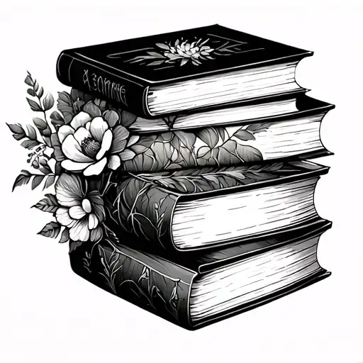 Book Stack And Florals