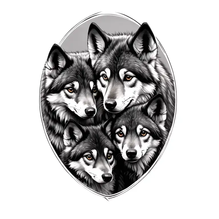 4 Wolf Cubs Siblings Tatoo