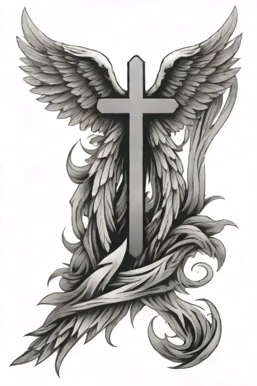 Cross And Angel Wing