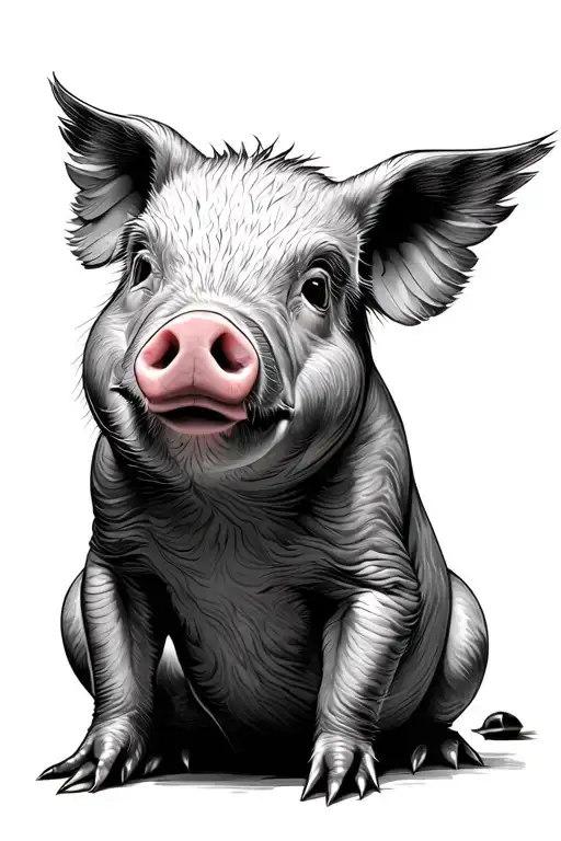 Pig With A Bird Sitting