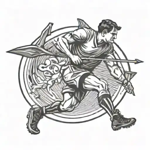 A Football Player Shooting An Arrow With Precision