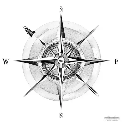 A Compass With A Cruise Ship In The Center