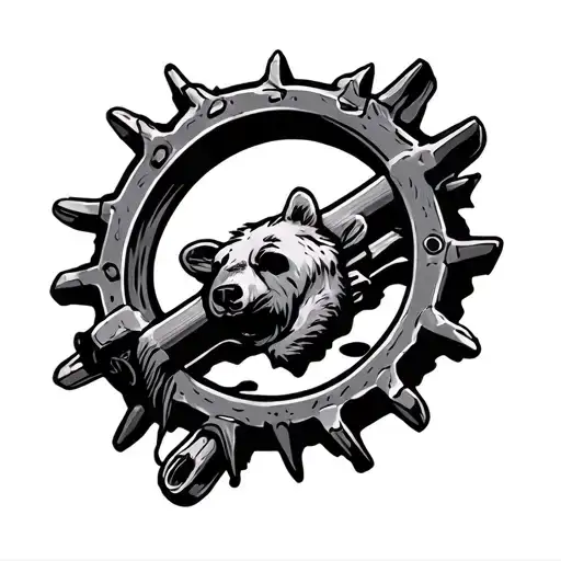 Traditional Old-school Tattoo Of An Open Bear Trap