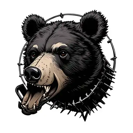 Traditional Old-school Tattoo Of An Open Bear Trap