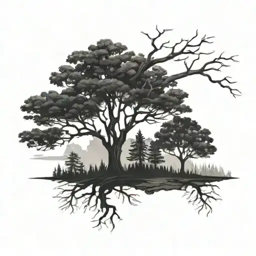 Blackout Tree With Forest Background
