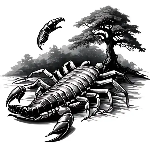 Scorpion Lieing Next To A Poison Tree