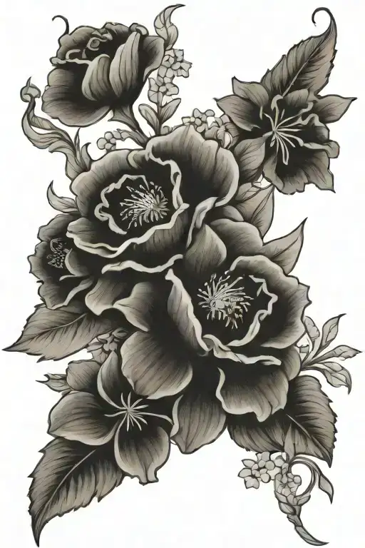 August And November Birth Flowers With Cross Incorporated