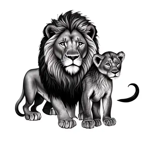 Lion And Cub Surrounded