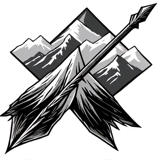 Arrow With Mountains On The Shaft