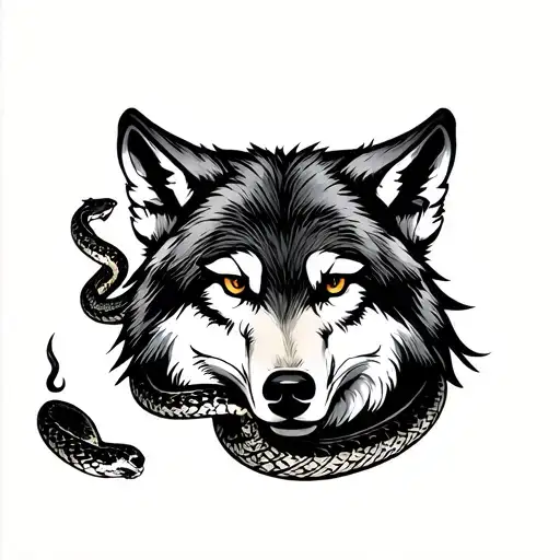 Wolf With A Snake