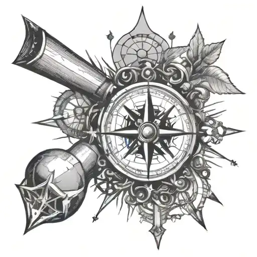 An Intricate Compass Design With Gym Equipment As The Cardinal Directions